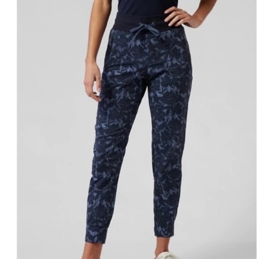 Athleta Trekkie North Blue Floral Joggers ladies size 12 Tall